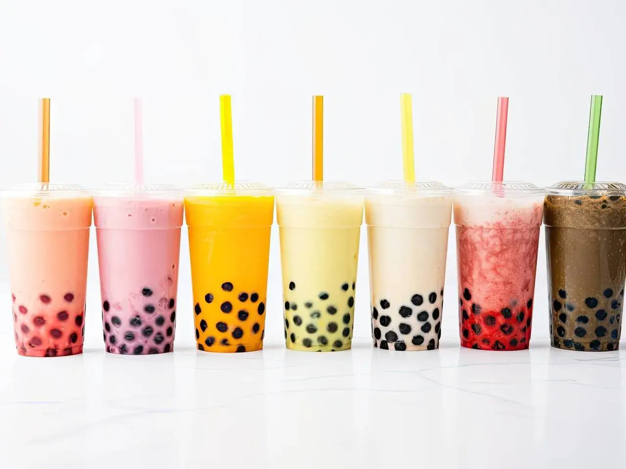 Kolorowe bubble tea w kubkach, idealne na lato. Dowiedz się, jak zrobić bubble tea w domu!