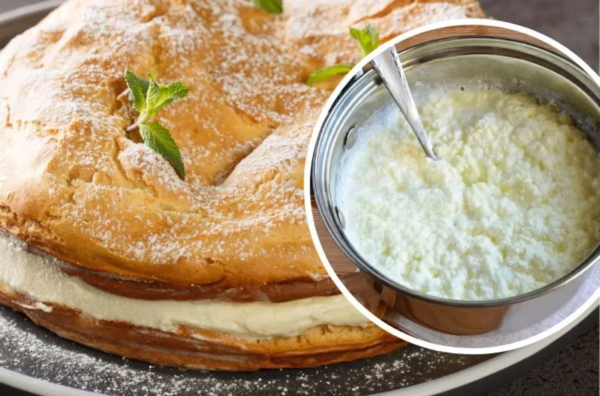Prosty krem z mascarpone bez śmietany, idealny do ciasta. W garnku widać jego kremową konsystencję.